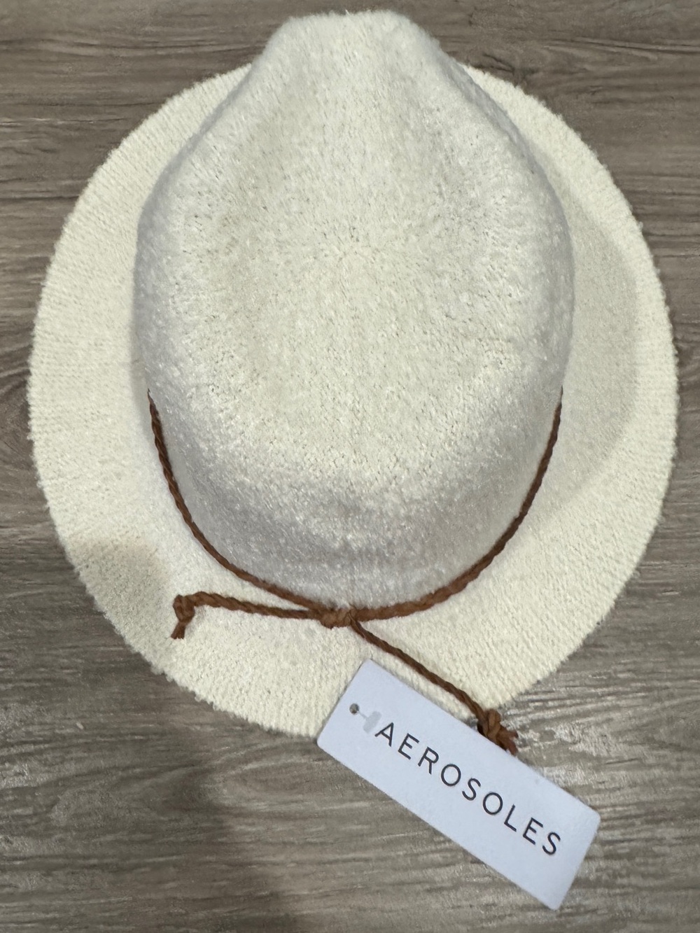 Aerosoles Women’s Cream Fedora Hat with Brown Twine - New With Tag